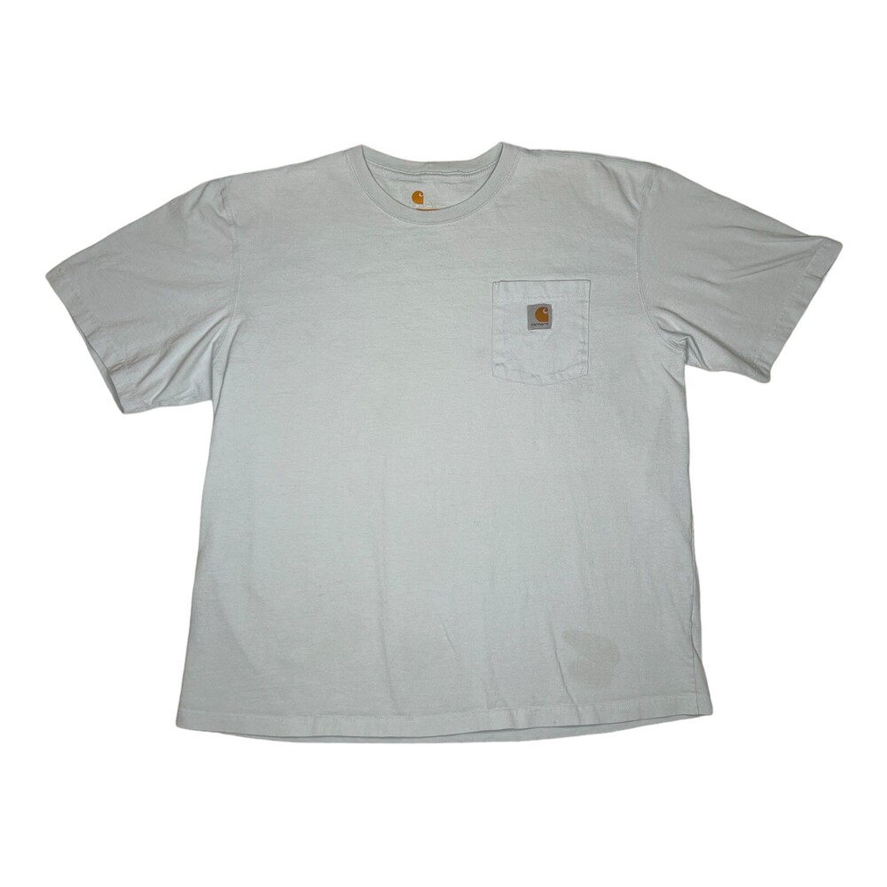 Vintage Carhartt Pocket T-Shirt Light Baby Blue Size XL Stain Grunge